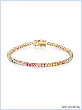 Tennis Bracelet 18K Yellow Gold Plated 5A Cubic Zirconia 6.5 Inch Women's